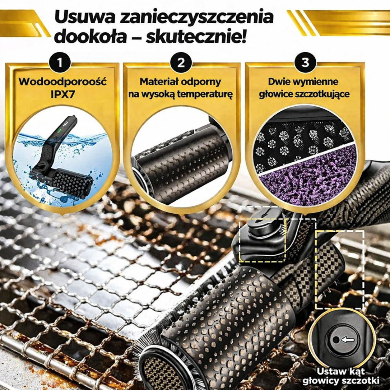 Elektryczna Szczotka do Grilla 3w1 – Czyste Ruszty w 30 Sekund